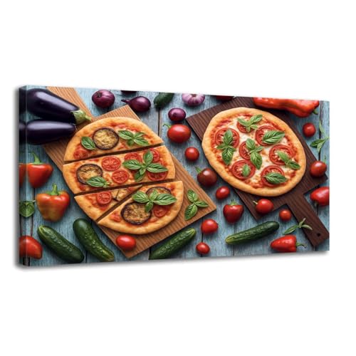 Large Wall Art Prints 20"x40" Healthy vegetarian food Pizzas eggplants
