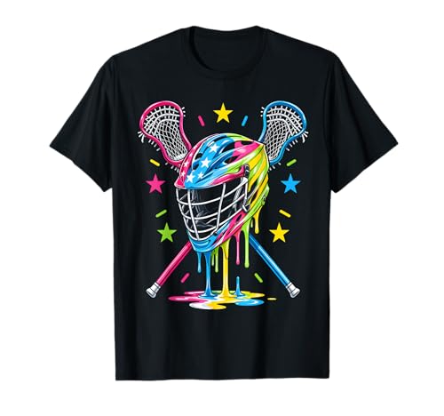 Lacrosse Ice Cream Drip Lax Boys Helmet Stick Youth Players T-Shirt