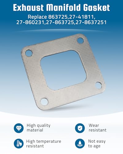 Image of Exhaust Manifold Gasket Fit for MerCruiser Stern Drive 200 230 260 HP 5.0L 5.7L 7.4L 8.2L Models, Fit for GM V-6 & V-8 with Center Rise Outlet Exhaust Manifold