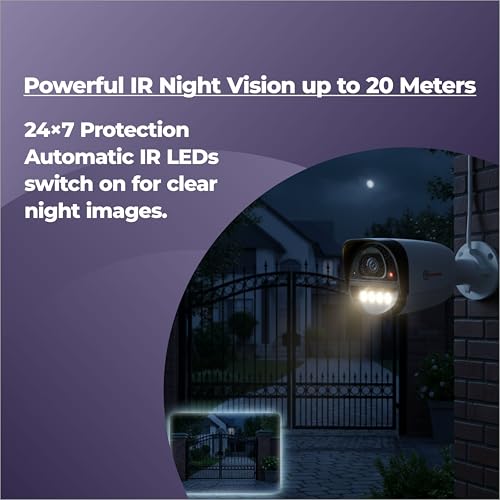 Image of Trueview 2MP Dual Light HD Bullet Wired CCTV Camera with Built-in Mic | Works with DVR (TVI /AHD /CVI /CVBS) | All Time Color Vision, 3.6mm Lens, 20M IR, 15M White LED | H.265 Compression (4 HD Bullet)