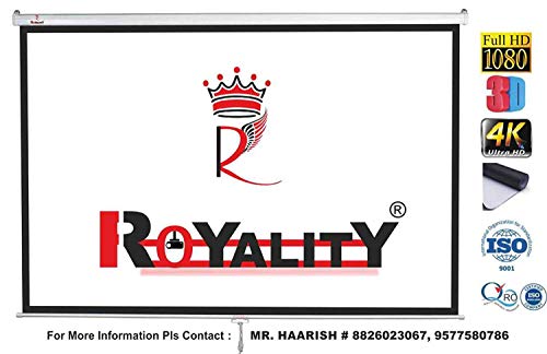 Image of Royality Industries Wall Type /Manual Pull Down Without Locking Projector Screen (10 FEET by 8 FEET = 150'') Full HD 4K, 3D 1080p