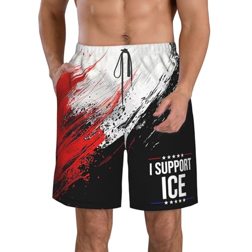 Board Shorts,I Support Ice I Stand with Ice Mens Swim Trunks,Quick Dry Swim Shorts Beach Short Swimwear with Pockets