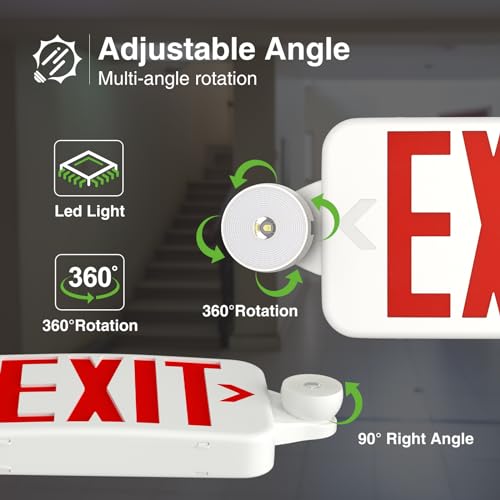 freelicht 6 pack red exit signs with emergency lights two led adjustable head emergency exit light with battery backuphard wiredul listed ac 120277vexit sign combo for business