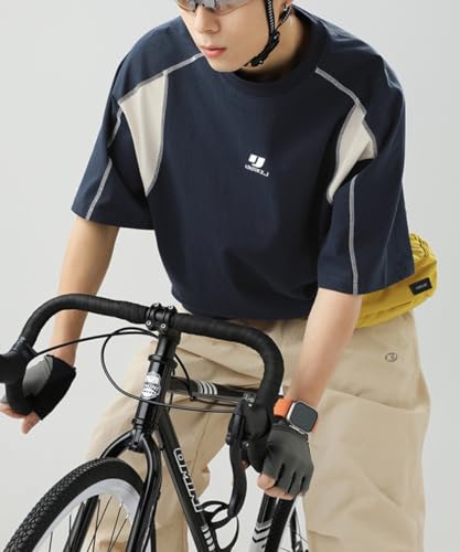 Men's Y2K Retro Baggy T-Shirts Crewneck Short Sleeve Alt Emo Stripe Shirt Oversized Techwear Racing Scene Clothes4