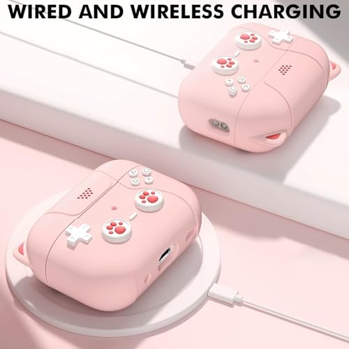 Image of Meyaar for AirPods Pro 3 Case 2025 Silicone Protective Cases for Apple AirPods Pro 3rd Generation Case for Women Men, for AirPod Pro 3 Cases Cover Accessories with Keychain (Game Console Pink)