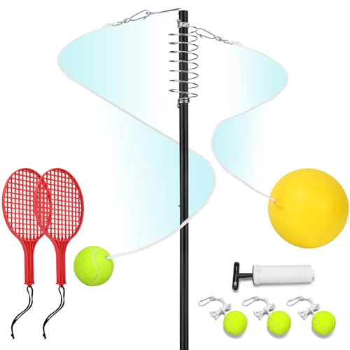 Furypiont Tetherball Tennis Set with with 360° Swivel Hook Pole?Ball, Rope and Paddle Set.Tetherball Outdoor Equipment for Backyard?Lawn Game