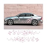 ANFTDCO Butterfly Flower Graphic Car Sticker, Self-Adhesive Floral Vehicle Window Door Hood Bumper DIY Decal, Cute Automotive Body Exterior Decorations, Universal for SUV Van Truck (Pink)
