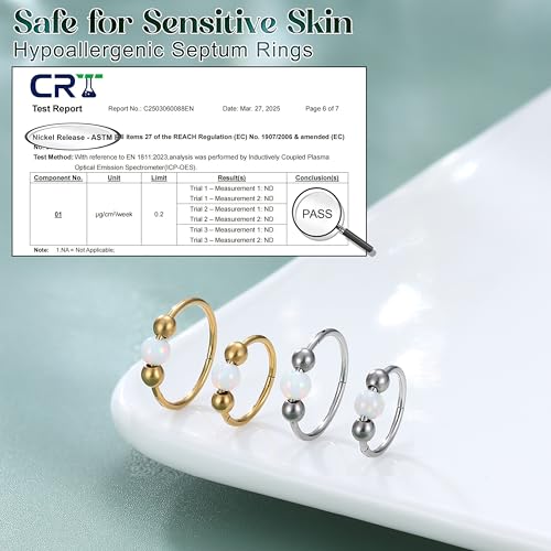 Diamday 8Pcs Nose Rings Studs Hypoallergenic 316L Surgical Steel Nose Piercing 18G CZ Opal Thin Nose Ring hoops L-shaped Small Nose Studs for Women Septum Cartilage Helix Hoop Piercing Jewelry3 - Image 4