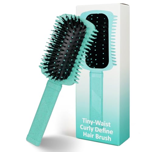 LOPHE Cepillo rizado, cepillo para rizar el pelo, cerdas de jabalí para cabello rizado para mujer, cepillo para rizar el cabello húmedo y seco para peinar el cabello grueso y fino (verde)