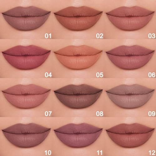 Natural Brown Beige Lip Liner & Lipstick Set for Daily Makeup