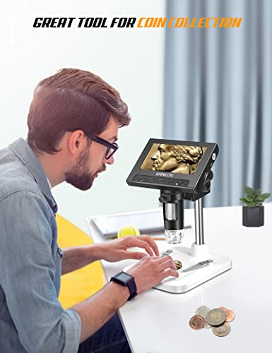 4.3 Inch Coin Microscope,Annlov 50X-1000X Magnification Lcd Digital Microscope With 8 Adjustable Led Lights For Kids And Adults For Coin/Stamps/Plants/Soldering #TOP5