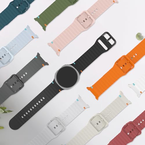 6 Pack Sport Bands Compatible with Samsung Galaxy Watch 8/8 Classic Band 40mm 44mm 46mm (2025), No Gap Soft Silicone Waterproof Strap for Galaxy Watch8 / 8 Classic Band for Men Women with Rugged Metal - image 5