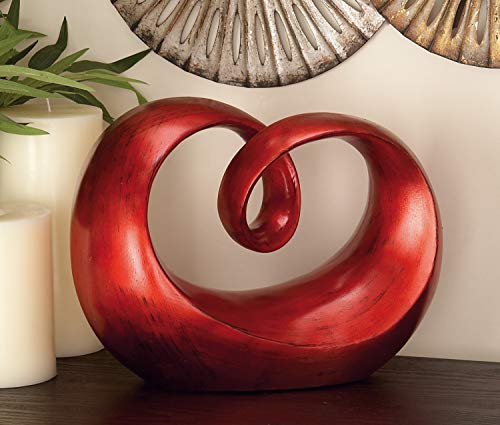 Deco 79 Polystone Abstract Swirl Sculpture, 12" X 6" X 9", Red #TOP1