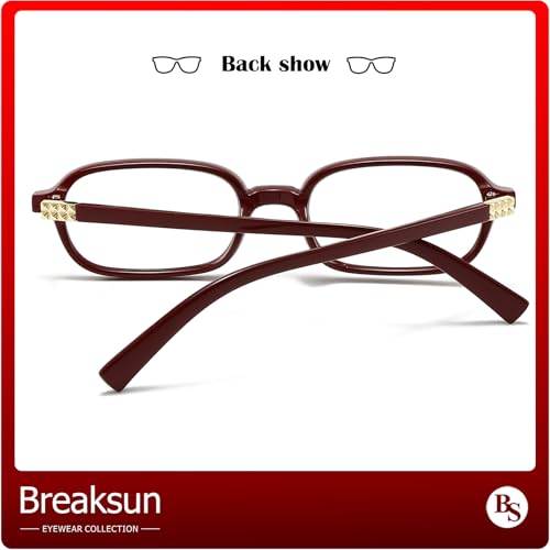 Image of Breaksun Retro Rectangle Glasses for Women Men Small Square Blue Light Blocking Glasses Vintage Eyeglasses