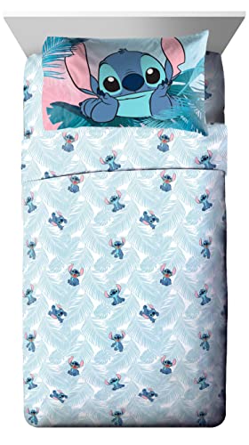 Image of Disney Lilo and Stitch Twin Comforter Set 5 Piece Kids Bedding, Pink | Bed in a Bag, Comforter Sheets Sham Pillowcase, Official Brand, Soft Microfiber, Machine Washable, Easy Care, Girls Gift