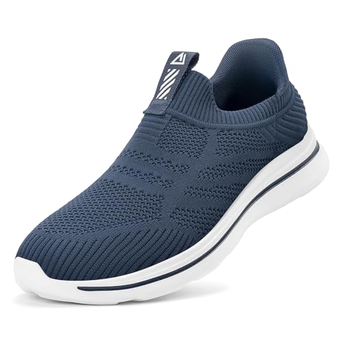 ODCKOI Sneaker Herren Hands-Free Turnschuhe Leichtgewichtige Atmungsaktive Slip on Sneaker Herren Bequeme Mesh Freizeitschuhe schnürsenkel ohne binden Sportschuhe-Dunkelblau-42