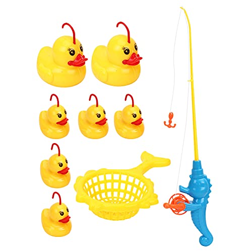 Duck Fishing Toy - Juguete de pesca de pato, juguete para bañera, imán impermeable, juego de pesca pedagógico con 7 patos, 1 caña de pescar, 1 cesta, piscina para niños mayores de 3 años Cover