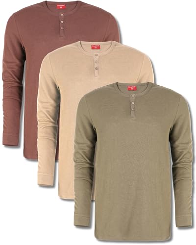 Kingsted Henley Shirts for Men - Royally Comfortable Long Sleeve Henley - Super Soft Waffle Henley Fabric - Classic Fit