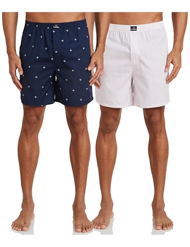 Image of Amazon Brand - Symbol Men's Cotton Printed Boxer Shorts (Combo Pack of 2) Casual | Underwear | Half Pants | Short Pant - Regular Fit with Back Pocket
