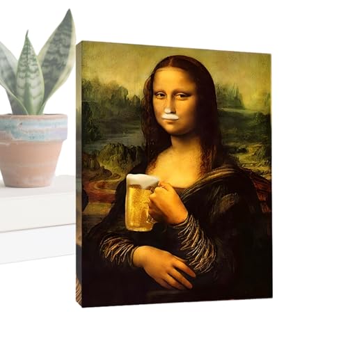 Mona Lisa baño arte: cuadro humorístico de decoración del hogar para casa y apartamento
