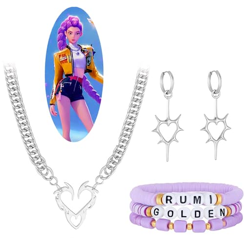 FUFUFA Rumi Anime Necklace Set Rumi Zoey Mira Inspired Merch Earrings Friendship Bracelet Cosplay Gift Women Men