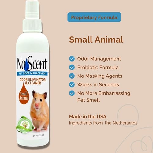 Image of No Scent Small Animal Guinea Pig Cage Cleaner | Hamster & Rabbit Habitat Pet Odor Spray (2 Fl Oz / 59 mL)