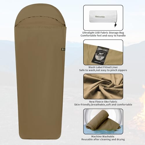 Naturehike Hüttenschlafsack Ultralight Schlafsack Liner nur 128g Reisedecke mit Small Pack Size Innenschlafsack für Backpacking, Hostels, Hütten Camping