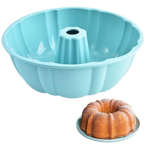 unbholkk Gugelhupfform Silikon Gugelhupf Backform Ø 25 cm Kuchenform Rund Muffinförmchen für Kuchen Götterspeise Gelatine Brot (Blau)