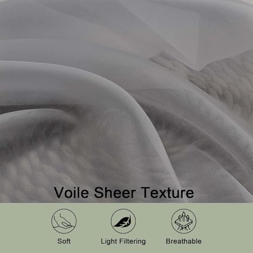Image of OWENIE Grey Sheer Curtains 120 Inches Long 2 Panels Set, Airy Lightweight Sheer Grey Curtains for Living Room Bedroom, Farmhouse Voile Filmy Rod Pocket Curtains Drapes, 2 Pcs, Each 59 inch Wx120 L Inch