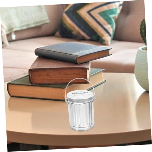 Basurero pequeño rectangular de hojalata con asa miniatura 3