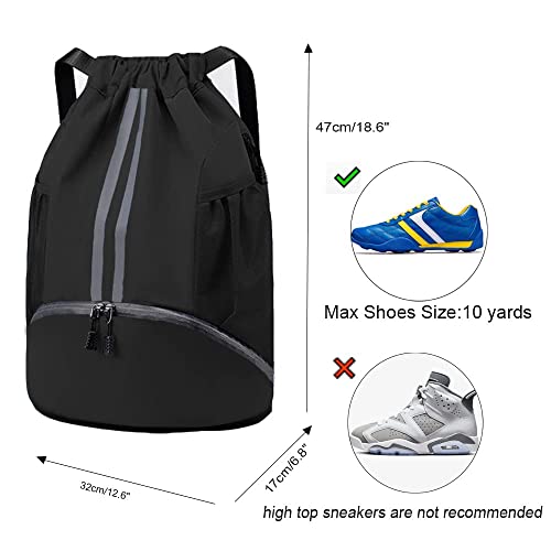 BROTOU Bolsa de Deporte para fútbol, Mochila con cordón, Ajustable, cordón, Bolsa de Gimnasio, Resistente al Agua, Bolsa de Deporte para Hombre, Mujer, niños y jóvenes - imagen 6