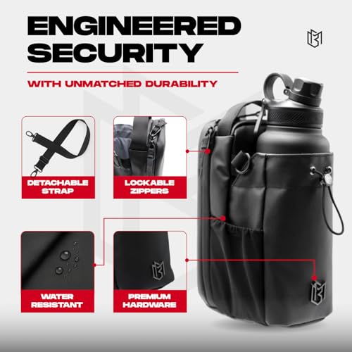 Magnetic Bag Company - Bottle Sling for Men and Women | Gym Bag for Travel, Work, and Sports | Keep Items off Dirty Floor With Magnetic Attachment, Black, 9.7 x 4.4 x 5.8, Bottle Bag Gym Sling With