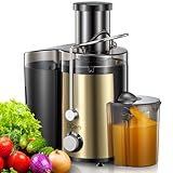 Juicer Machine, 800W Centrifugal Juicer Extractor with Wide Mouth 3” Feed Chute for Fruit Vegetable, Easy to Clean, Stainless Steel, BPA-free (Gold)