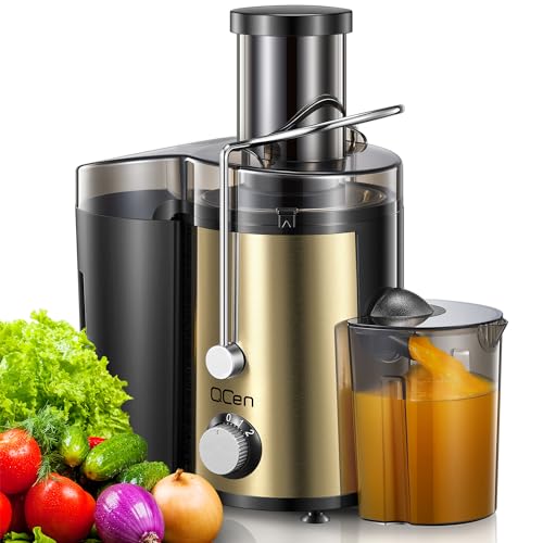 Juicer Machine, 800W Centrifugal Juicer Extractor with Wide Mouth 3” Feed Chute for Fruit Vegetable, Easy to Clean, Stainless Steel, BPA-free (Gold)