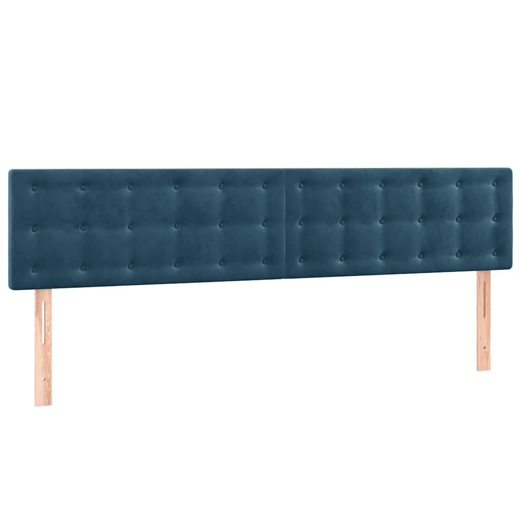 aksamit z regulowanym zagłówkiem i LED kontynentalne niebieski 200x200 cm | Łóżko kontynentalne z materacem i LED, niebieski aksamit 200x200cm z zagłówkiem