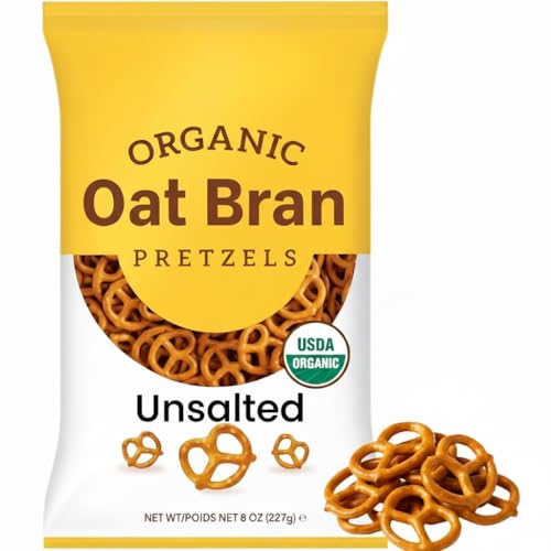 Organic Oat Bran Pretzels, Unsalted, 8 oz, USDA Organic, Kosher, Low Fat