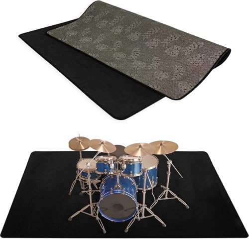 IBVIVIC Drum Mat, 4Ft x 5.3Ft Drum Carpet Drum Rug Drum Pad Tightly Woven Fabric with Non-Slip Grip Bottom, Black