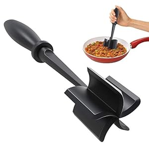 Meat Chopper, Heat Resistant Meat Masher for Ground Beef, Hamburger Meat, 5 Curve Blade Hamburger Chopper, Ground Meat Smasher Ground Beef Chopper, Mix and Chop Kitchen Tool & Meat Browning Utensil