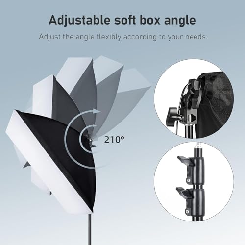 Image of Softbox Lighting Kit Photography Studio Light with 2 x 85W 5500K E27 Bulbs 2 x 20 inchx 28 inch Reflector Photo Equipment for YouTube Filming Product Portraits and Video