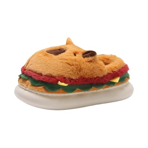 Chaussons hamburger douillets en polaire avec bride arrière pour hiver