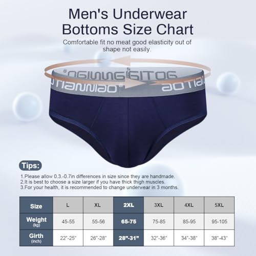 Image of GUSTAVE 3 Pack Men's Underwear Briefs - Comfort-Fit Spandex & Fiber Blend Men Underwear Elastic Waistband Seamless,Skin-Friendly Size 2XL for 35-39 inch Waist