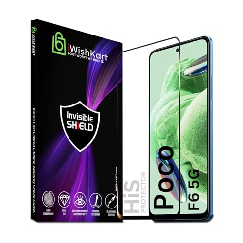 Image of iWishKart HiS Poco F6 5G Tempered Glass [with warranty] screen protector guard Full Edge to Edge 9H Full Glue FHD with Easy Installation kit (pocof6)