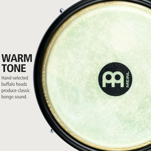 Image of Bongo Drum Set with Durable Synthetic All-weather Shells, Journey Series - NOT MADE IN CHINA - Natural Buffalo Skin Heads, 2-YEAR WARRANTY