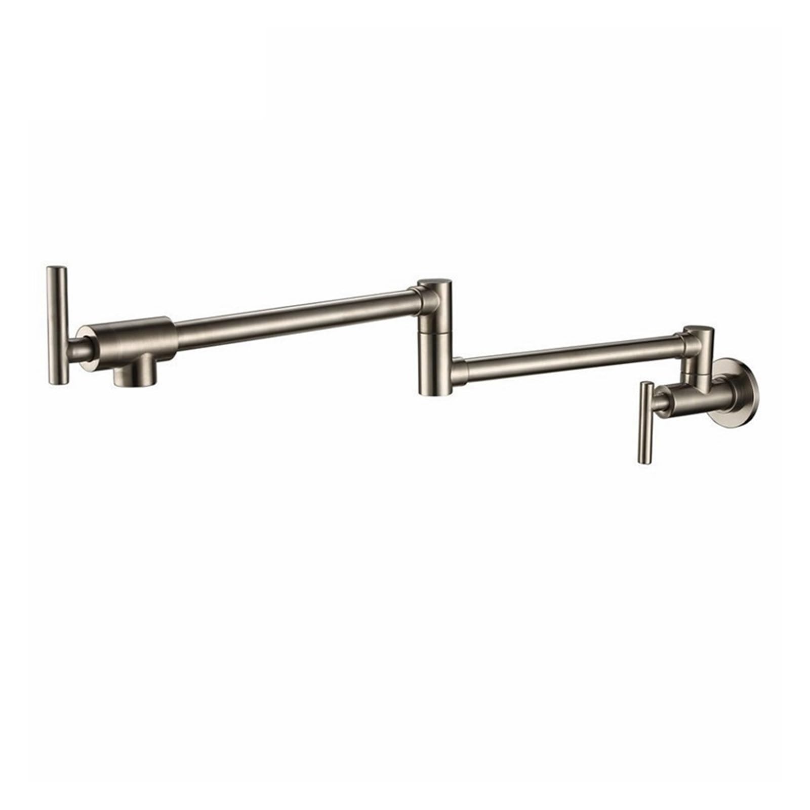 Ewsdsfs Brushed Nickel Brass Pot Filler Tap Wall Mounted Kitchen Sink Faucet Black Single Cold Taps Hole Faucets 360 Rotate Folding Spout Spigot(Brushed Nickel)