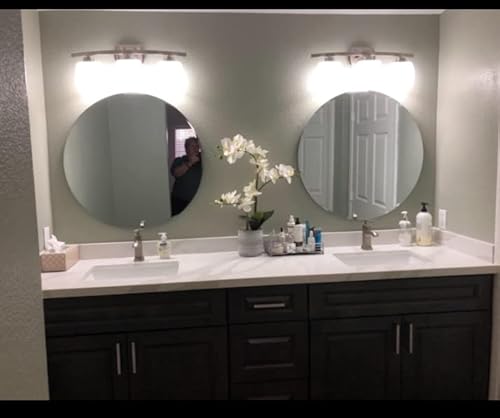 Ushower 24" Round Frameless Wall Mirror With Beveled Edge - Circle Mirror For Bathroom & Vanity, Elegant & Simple Look #TOP1