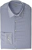 Haggar Men's Premium Performance Classic Fit Dress Shirt, White W/Blue Stripe, 15-15.5 32-33