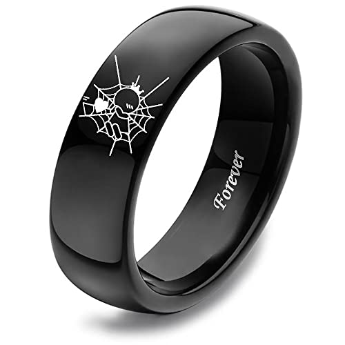 XAHH Spiderman Crown Couples Ring,Captured by Your Love Forever Together Lovers Ring Stainless Steel Anniversary Promise Wedding Band2