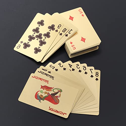 ifundom 3stücke Goldene Folie Pokerkarten Plattiertes Spielkarten-Deck Für Spiele Und Langlebig Für Partys Und Familienspaß Mit Hervorragendem Spielgefühl Und Sammlerwert – Bild 4