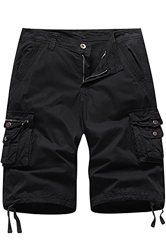 Osmyzcp Mens Casual Loose Fit Cargo Shorts Straight Multi Pocket Outdoor Short Black 36 #TOP2