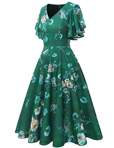 Image of Bridesmay Women's Formal Wedding Guest Dress for Women 2026 Short Sleeve Fit and Flare Tea Party Dresses